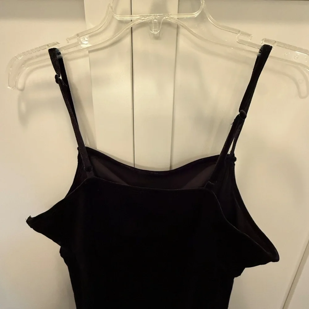 90’s Y2K Mini Black Velvet Slip Dress With Slit - Picture 5 of 10